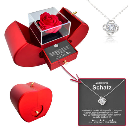 Sterling Silber Halskette - Mit echter Rose - An meinen Schatz