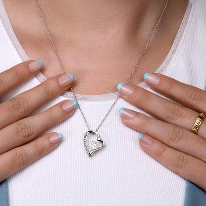 14k Weißgold Halskette mit echter Rose - An meine Mama