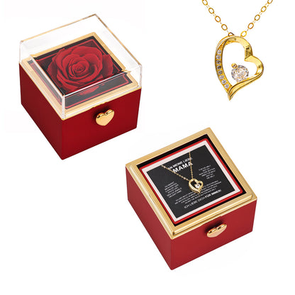 14k Weißgold Halskette mit echter Rose - An meine Mama